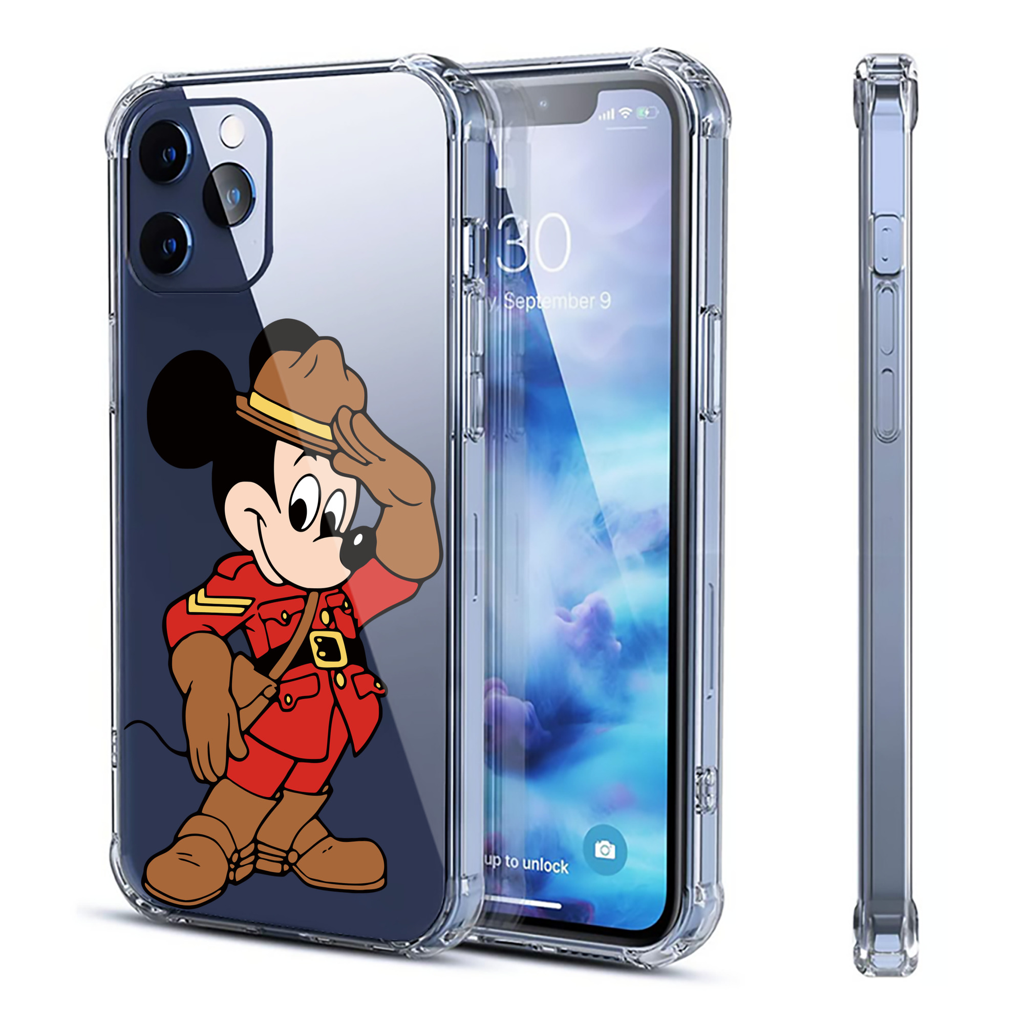 （画像用） ミッキーマウス Mickey Mouse 【iPhone 12シリーズ対応】透明スマホケース（クリアソフトケース）